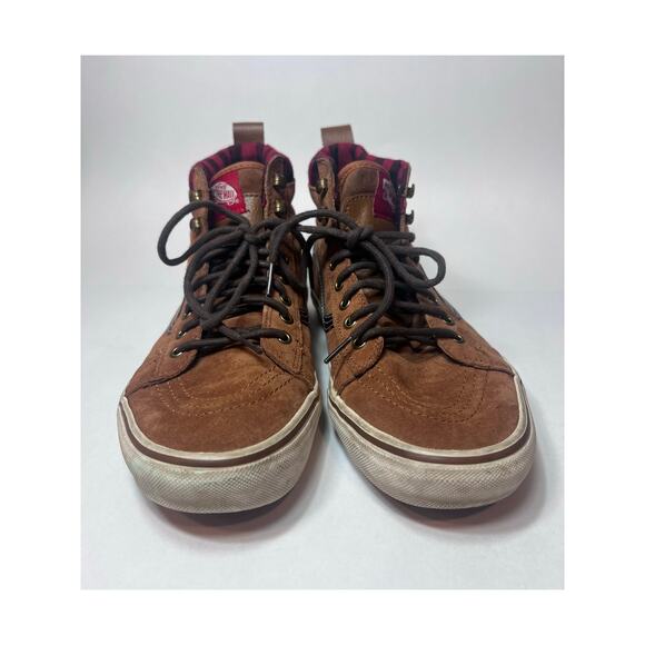 Vans Sk8 Hi Scotchgard High Top Brown Suede Plaid Flannel Lined Men's Size 10 - Picture 1 of 11